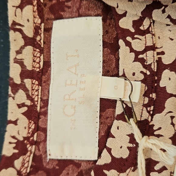 💕THE GREAT💕 The Long Sleeve Sleep Tee + Tap Short ~ Maroon Shadow Floral 0 NWT - Picture 11 of 14